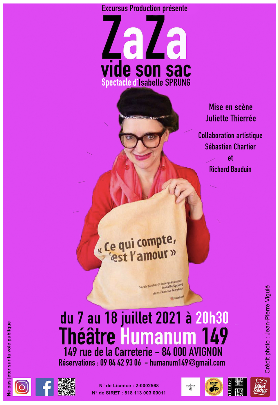zaza vide son sac théâtre humanum avignon